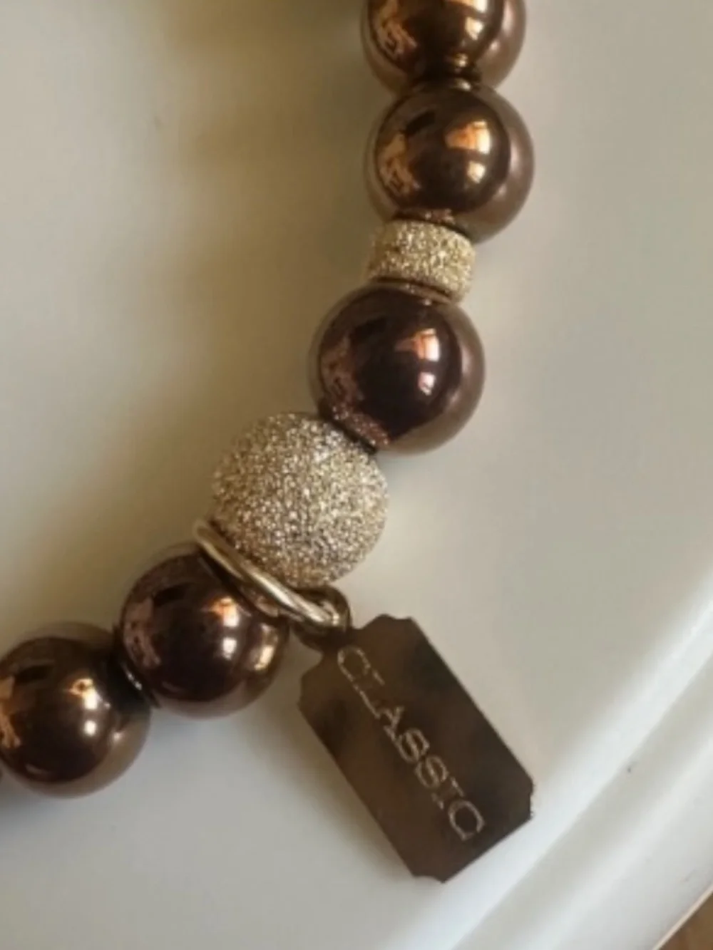 Classic 8mm Bronze Hematite Stretch Bracelet Gold Filled Accents | Minimalist